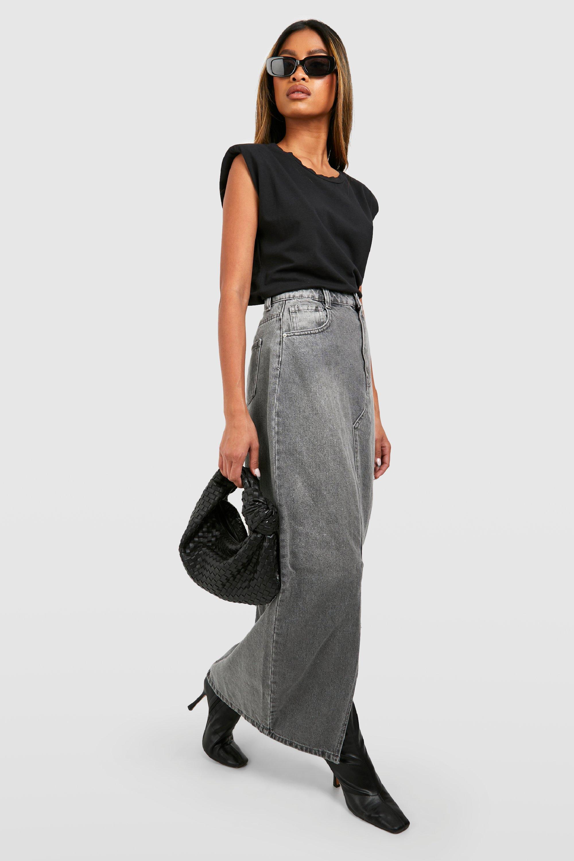 Grey skirt clearance boohoo